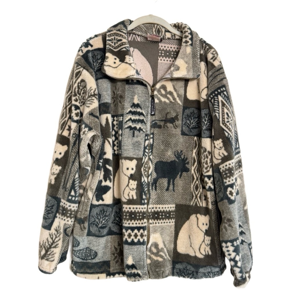 Vintage Northern Lifestyles Jacket Canada Moose Bear Soft Fuzzy Sherpa Size M